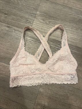 aerie Light Pink Lace Cross-Back Bralette